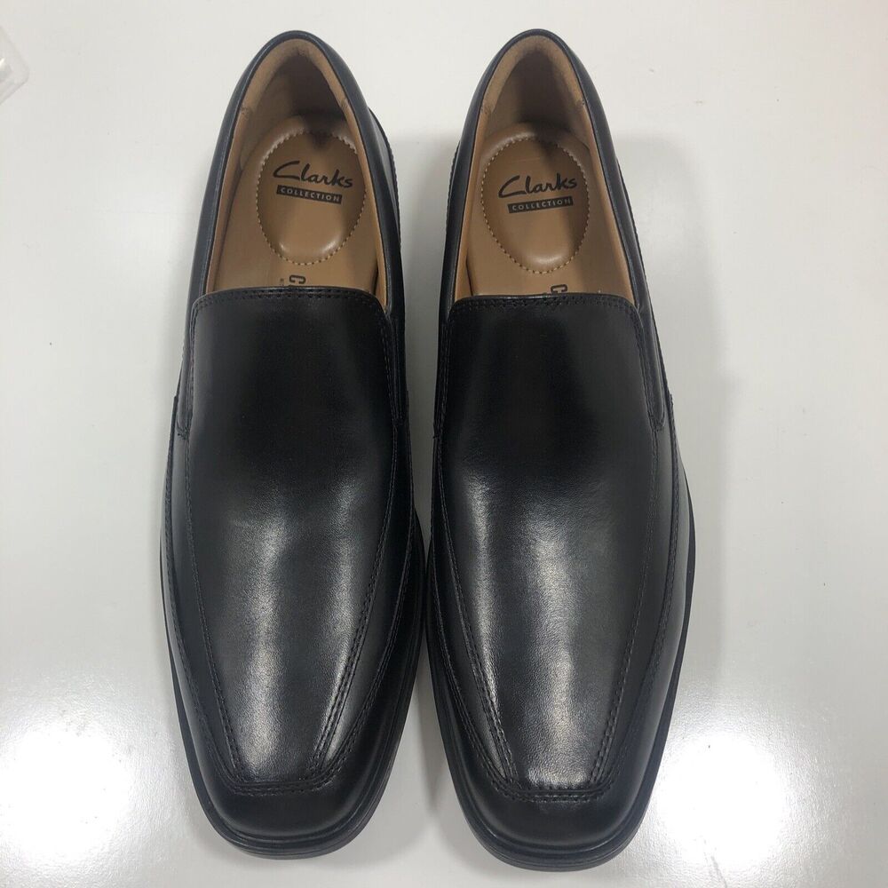 NWT Clarks Tilden Free Men's Size 11.5M Black Leather Loafers Dress Shoes